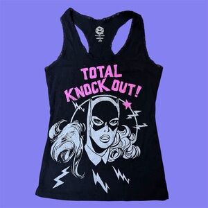 DC Comics Black Tank Top with Pink Graphic